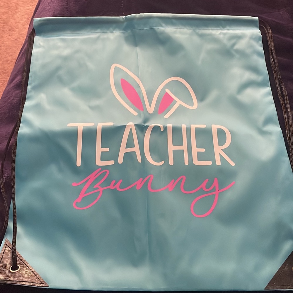 Teacher bunny drawstring backpack
